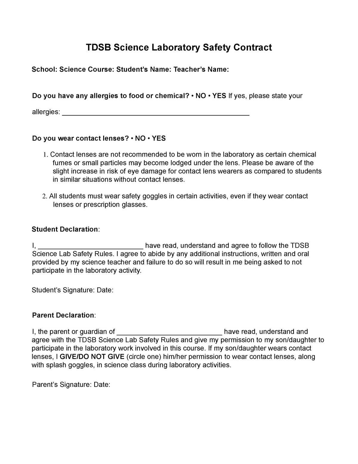 Science worksheets: Safety clothes worn in a science lab