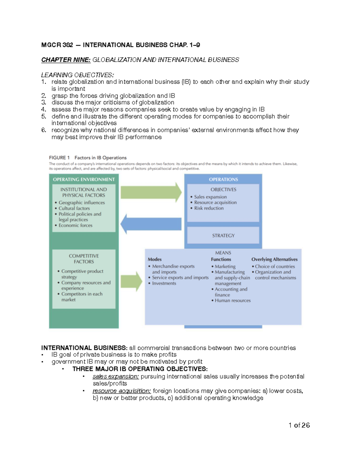 INternational Business Notes - MGCR 382 - MGCR 382 — INTERNATIONAL ...