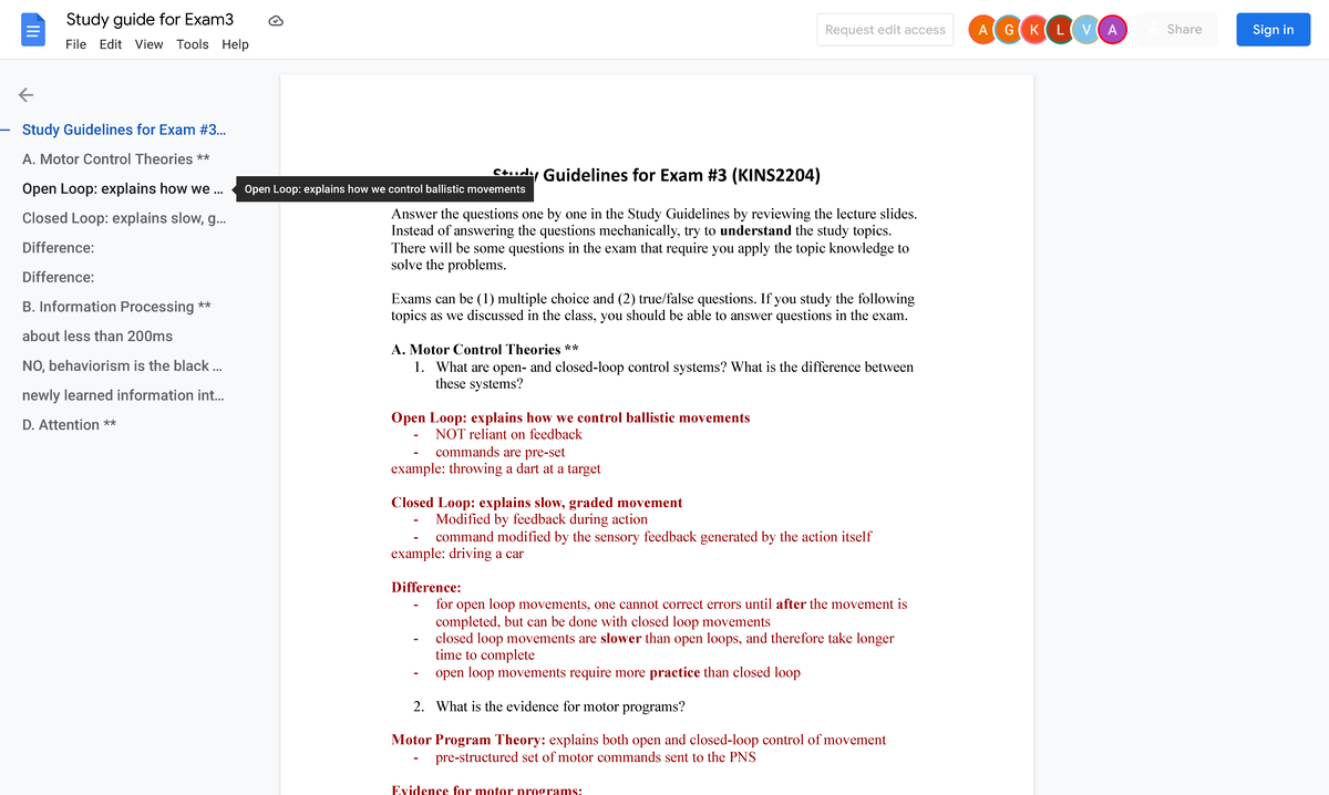 Study guide for Exam3 - Google Docs - File Edit View Tools Help Study ...