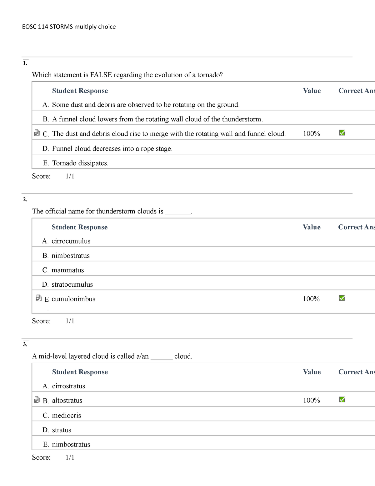 Sample/practice exam, questions and answers - EOSC 114 STORMS multiply 