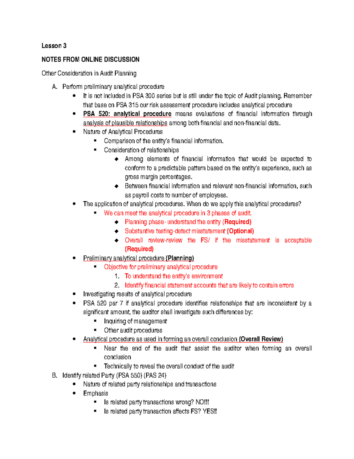 Lesson 3 - Lecture Notes On Auditing Problems - Lesson 3 NOTES FROM ...