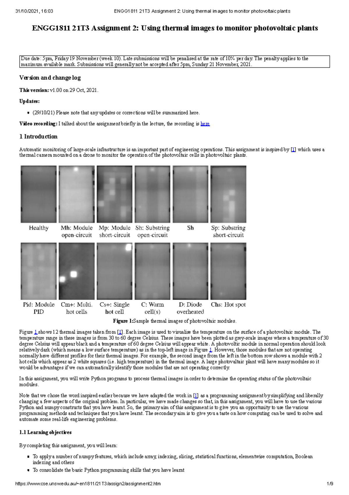 ENGG1811 21T3 Assignment 2 Using Thermal Images To Monitor Photovoltaic ...