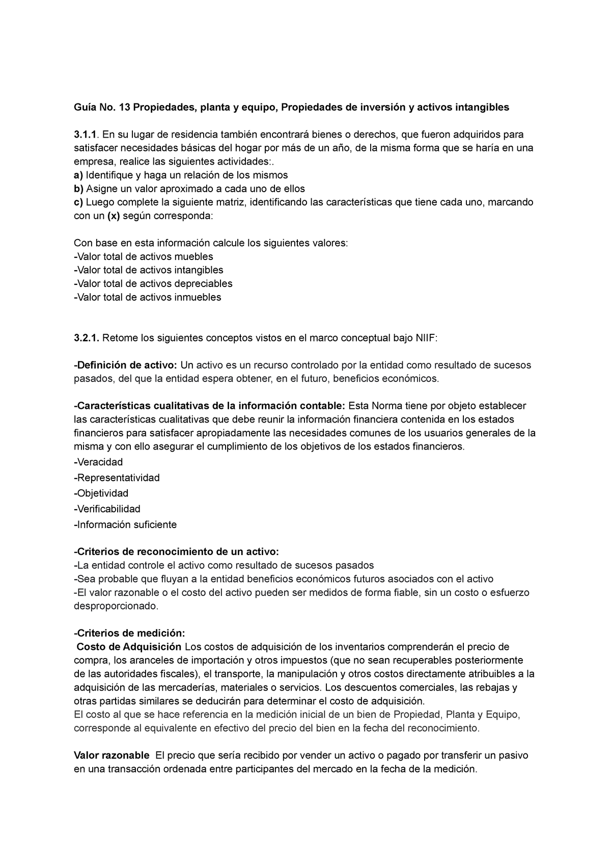 Guía No13 Propirdades Planta Y Equipo Propiedades Y Inversion Y Activos Intangibles Guía No 9911