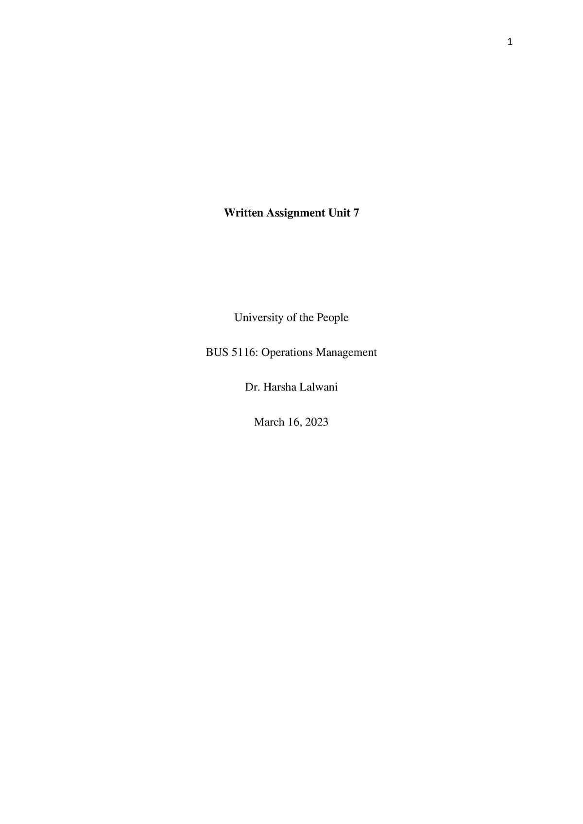 mba operations management assignment example