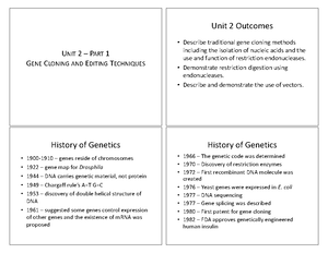 Unit 1 Principles of Molecular Biology & Gene Expression ...