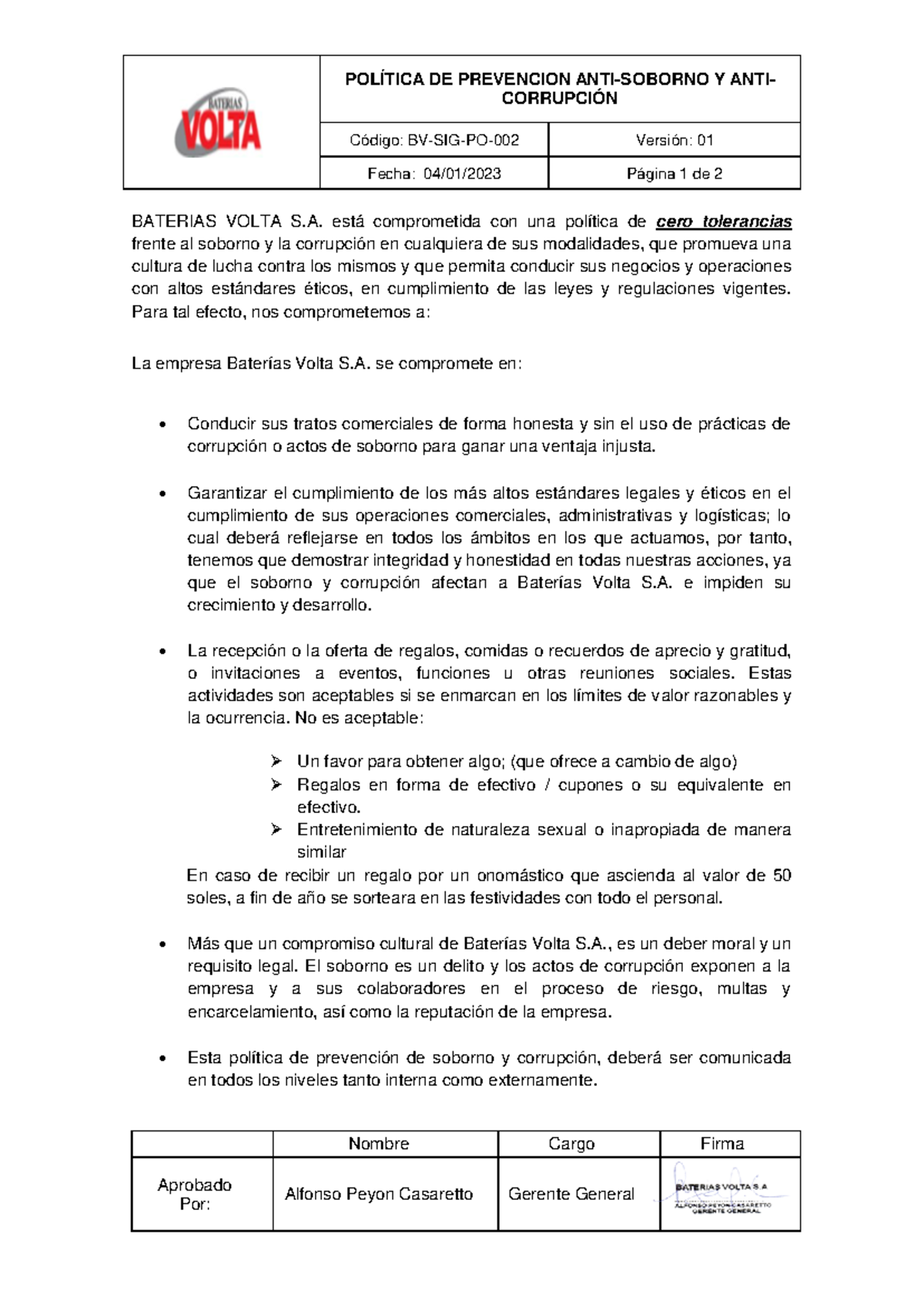 Bv Sig Po 002 Politica Anti Soborno Y Anti Corrupción V1 Política