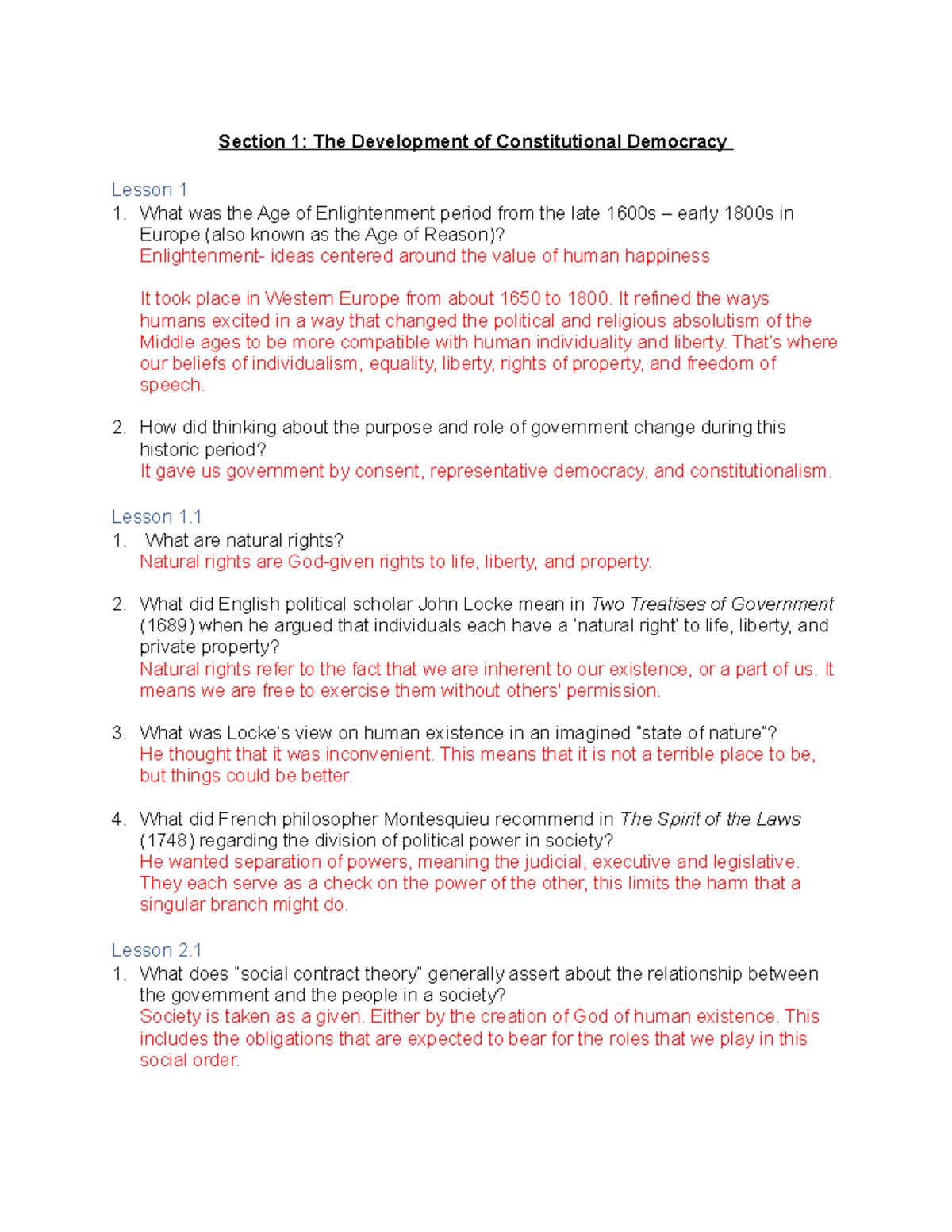 C963 Study Guide - Section 1: The Development Of Constitutional ...