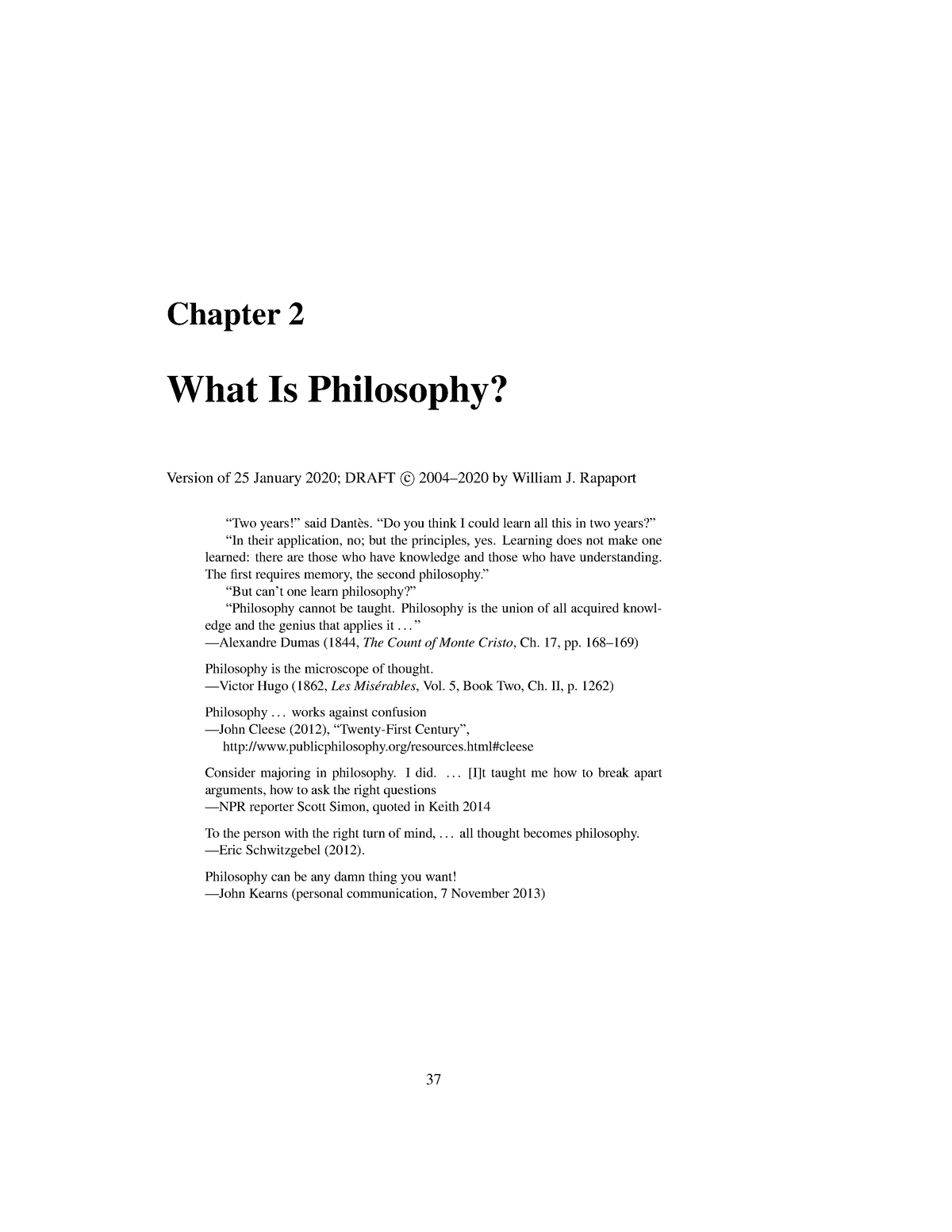 Philosophy - Chapter 2 What Is Philosophy? Version Of 25 January 2020 ...