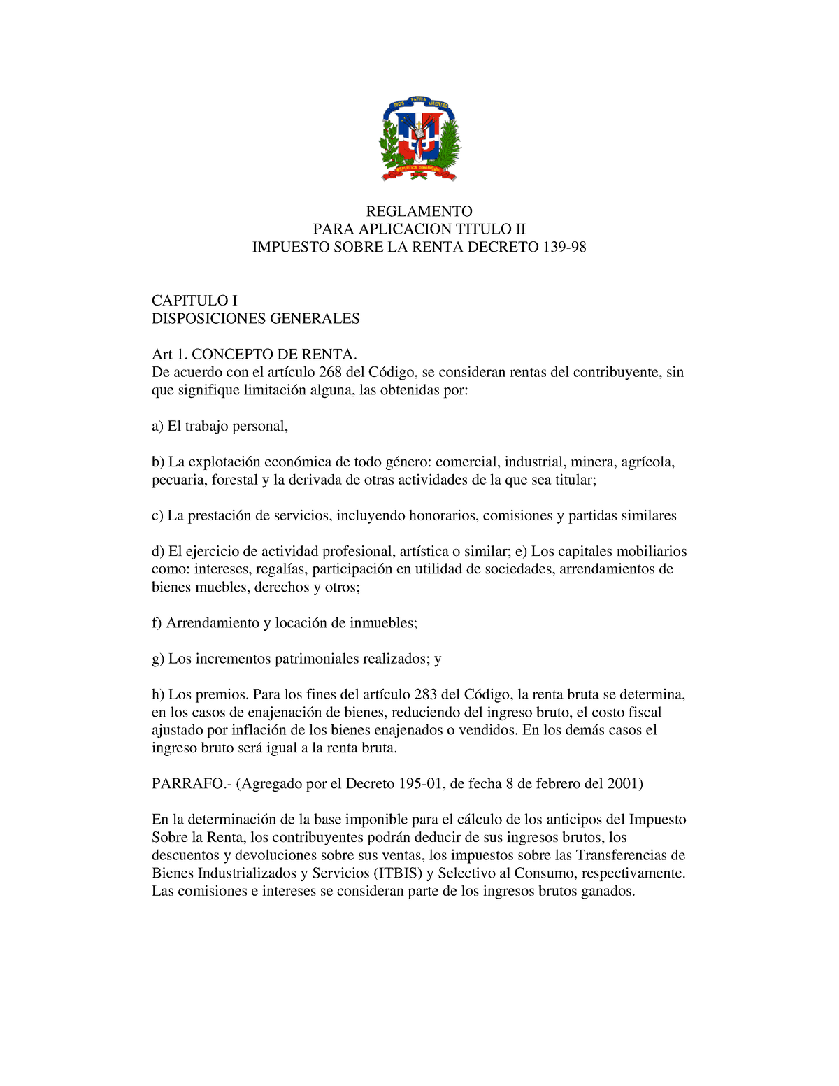 139-98 Reglamento Titulo 2 - REGLAMENTO PARA APLICACION TITULO II ...