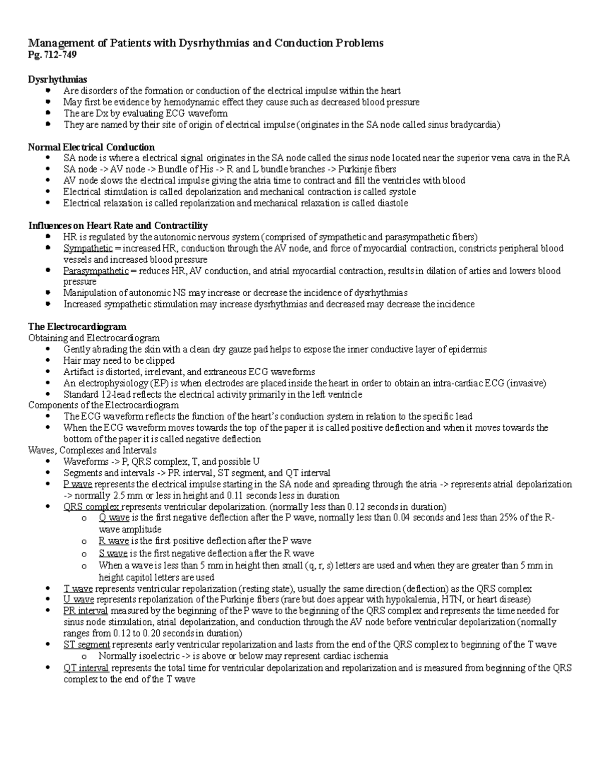 Dysrhythmias Reading Notes copy - Management of Patients with ...