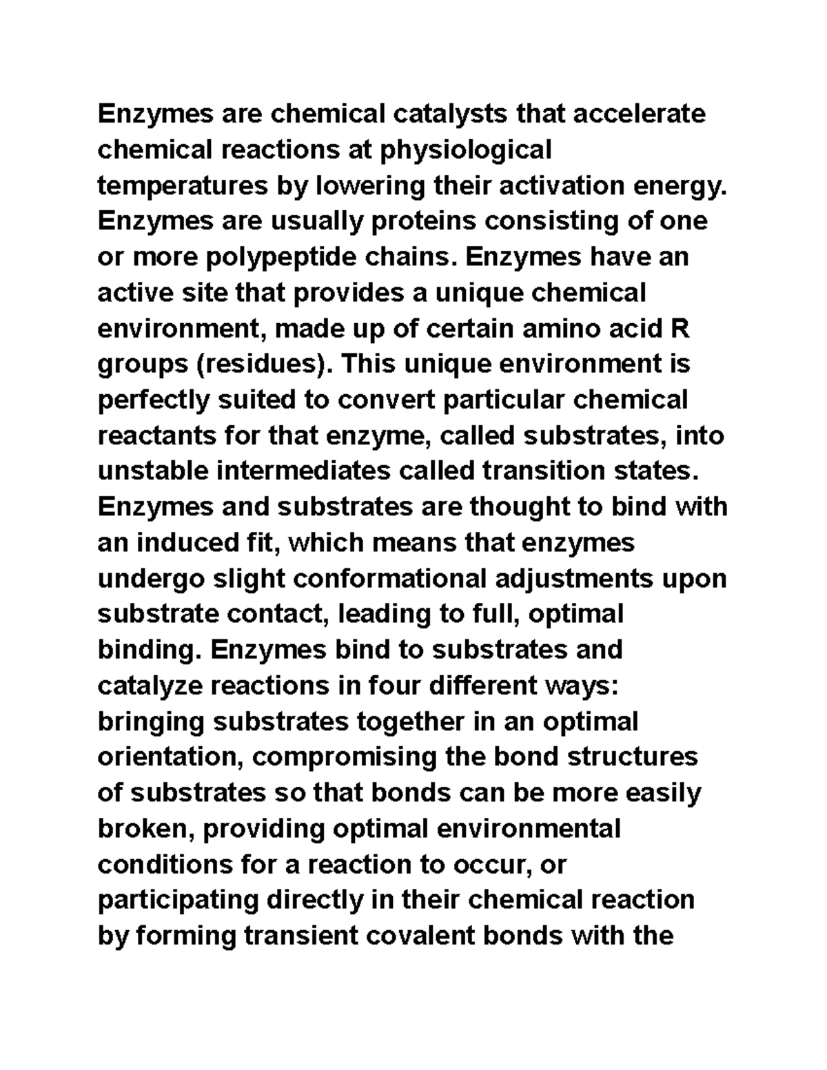 BIOL 1345 Module 5 Metabolism Enzymes are chemical catalysts that