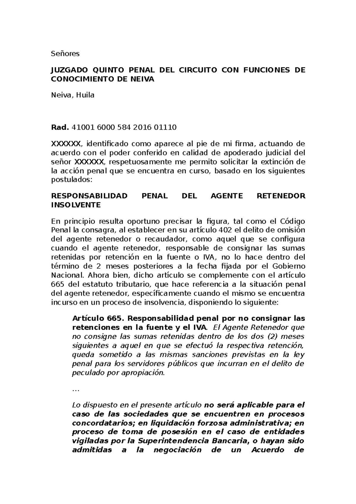 Oficio Señores JUZGADO QUINTO PENAL DEL CIRCUITO CON FUNCIONES DE