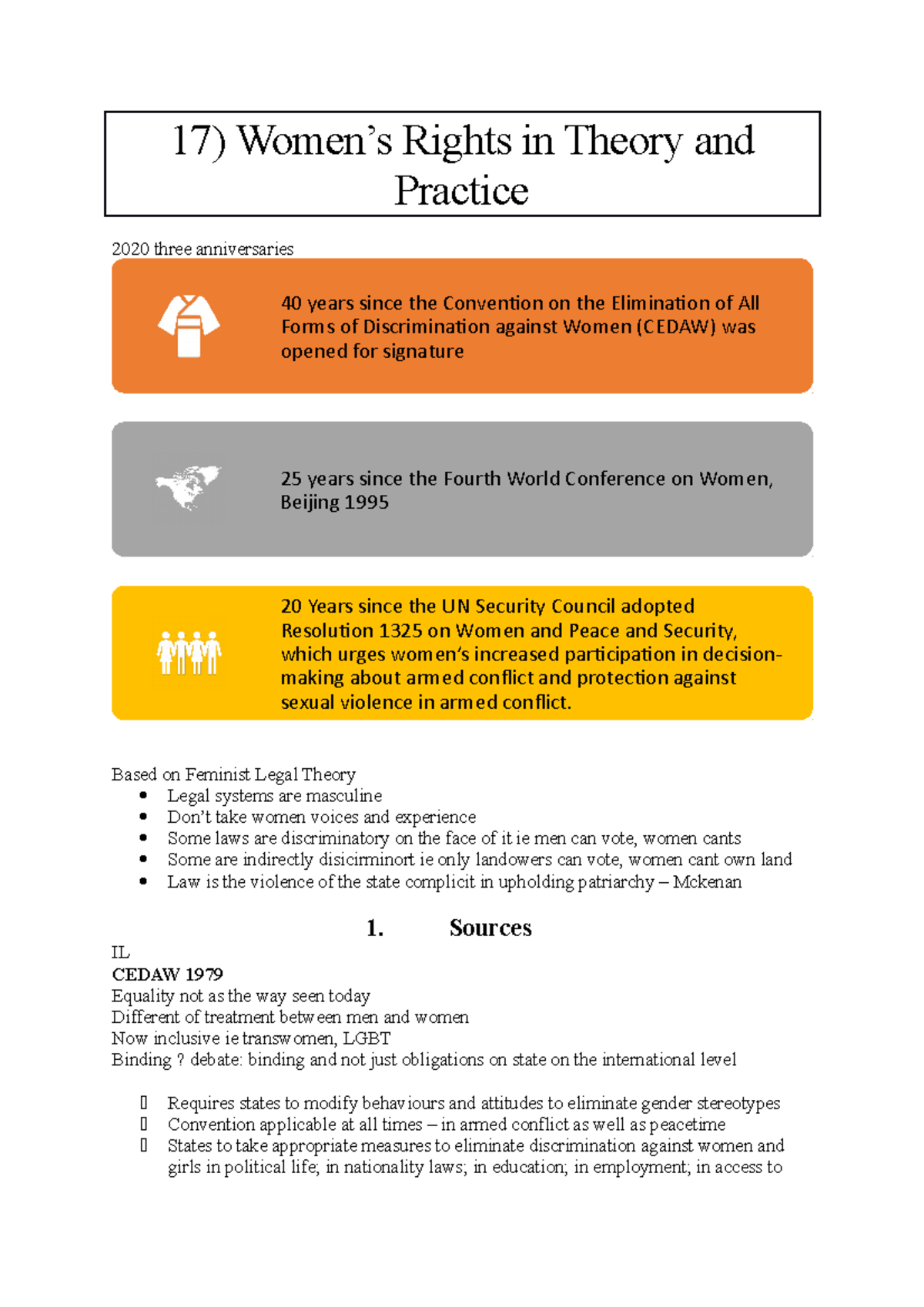 17) Womens rights - Lecture notes 17 - 17) Women’s Rights in Theory and ...