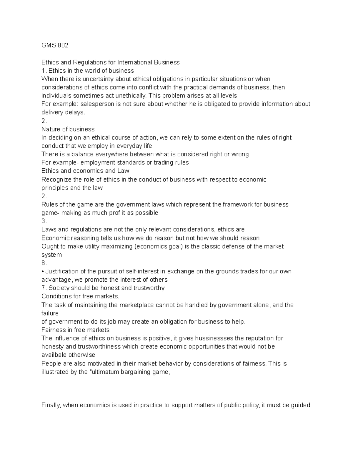 Ethics-2 - chapter summary - GMS 802 Ethics and Regulations for ...