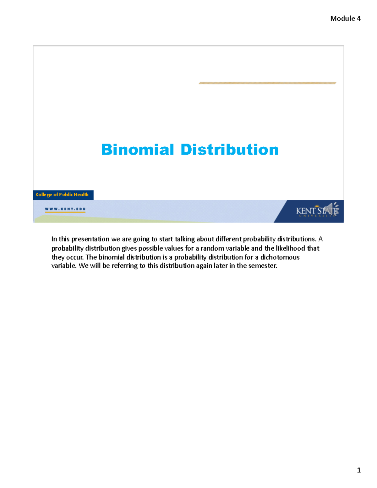 Binomial Distribution - In this presentation we are going to start ...