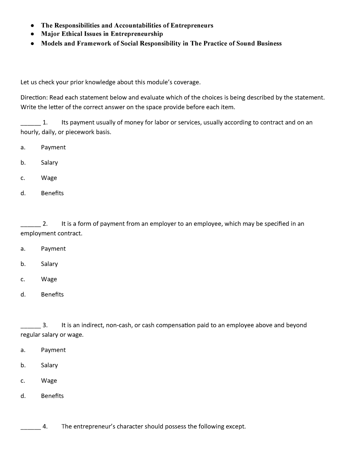 assignment of duties and accountabilities