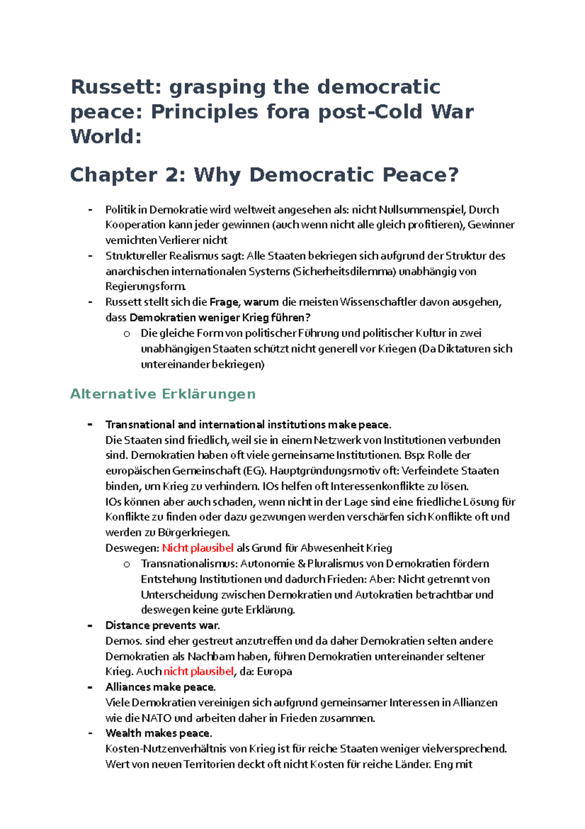 Russet democratic piece zusammenfassung Russett grasping the