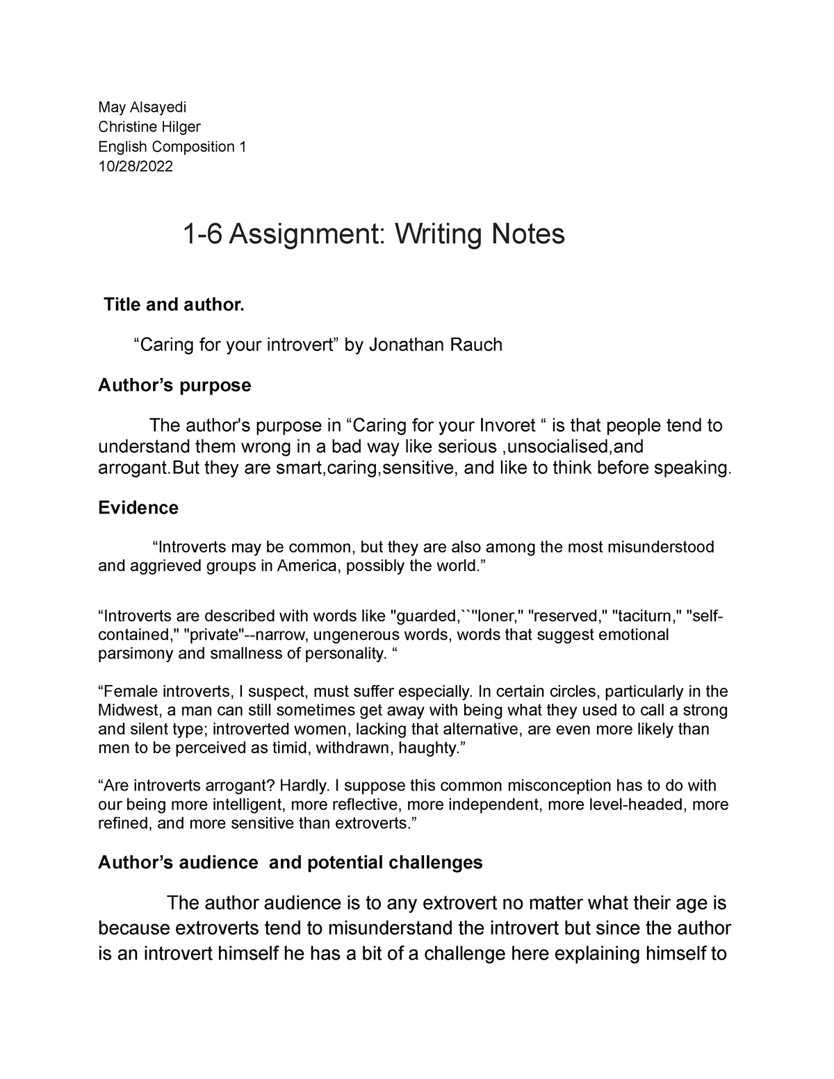 1 6 assignment writing notes rethinking work