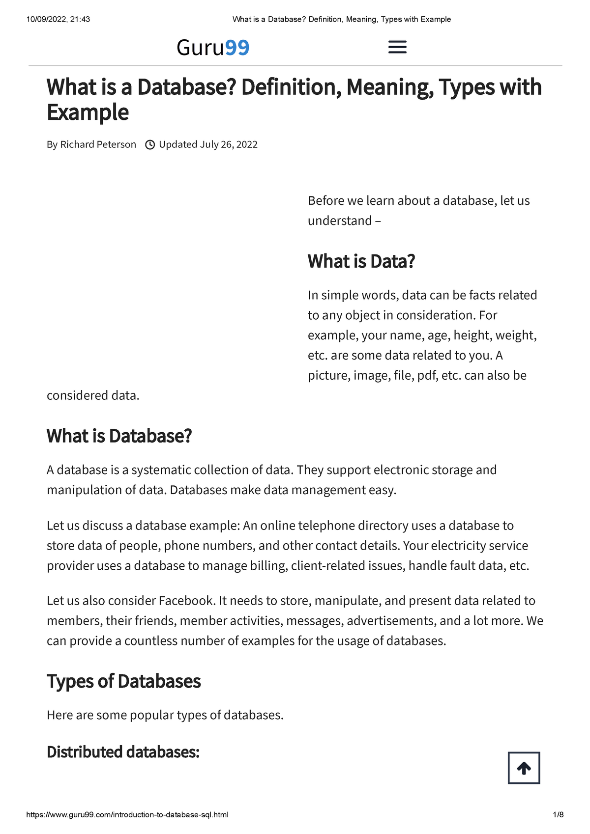 database definition essay