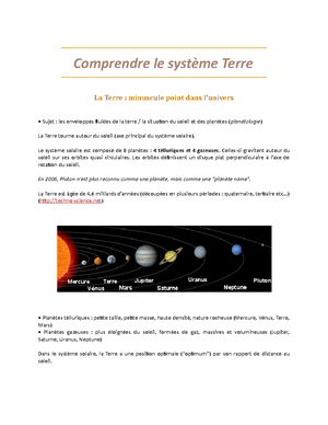 Fiche de révision Comprendre le Système Terre - CM1 et CM2 - COMPRENDRE ...