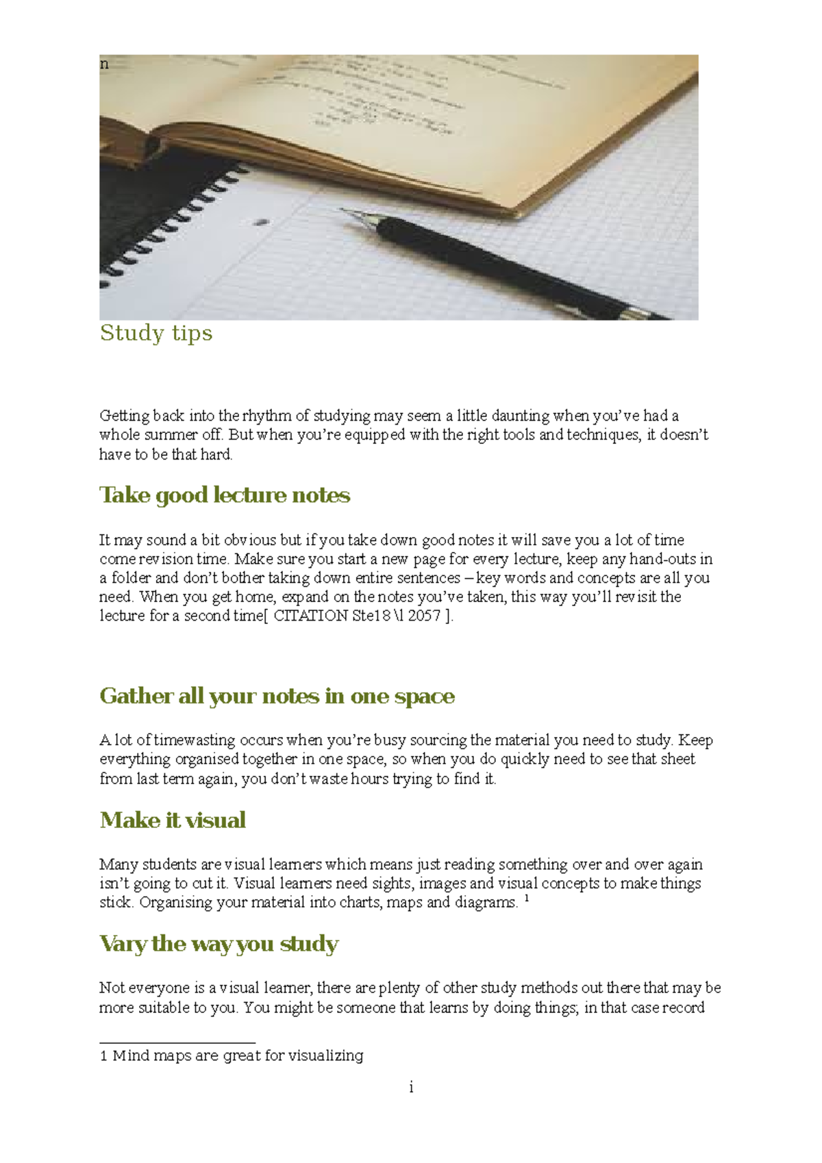 Study Tips - Lecture notes 1 - Study tips Getting back into the rhythm ...