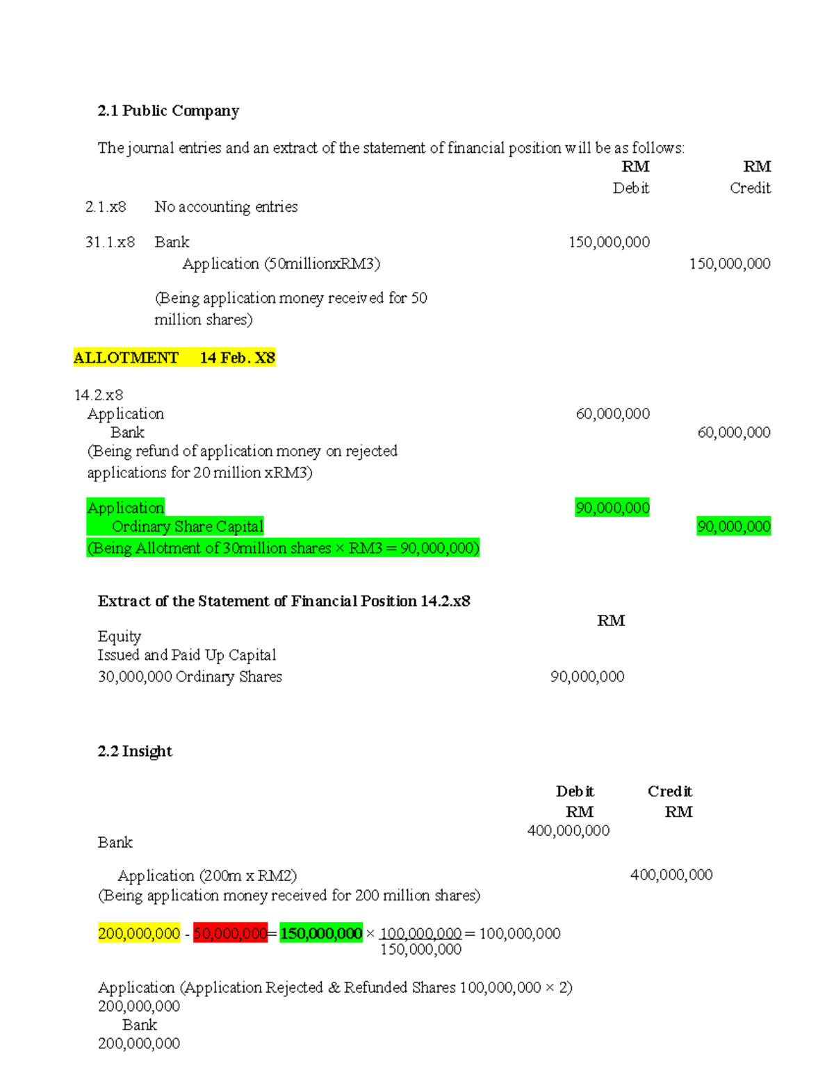 Solution TO Chapter 2 - 2 Public Company The journal entries and an ...