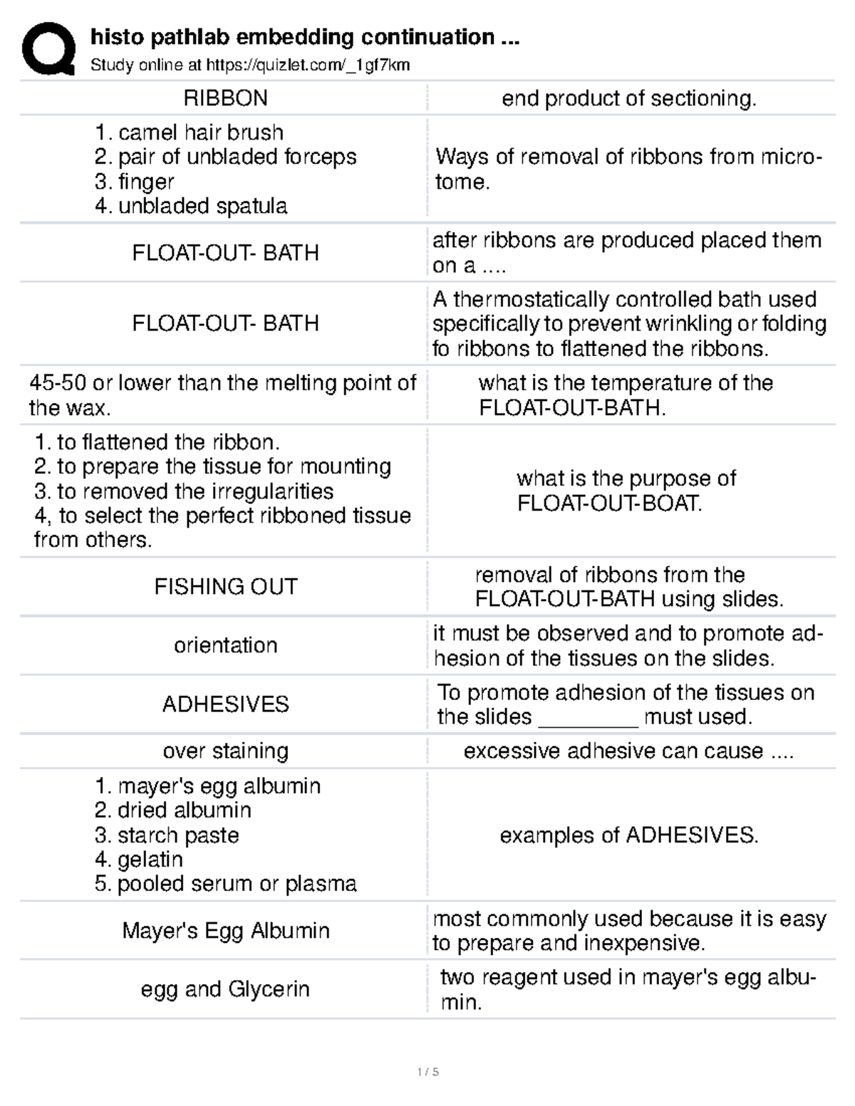 Active recall histo pathlab embedding continuation Study online