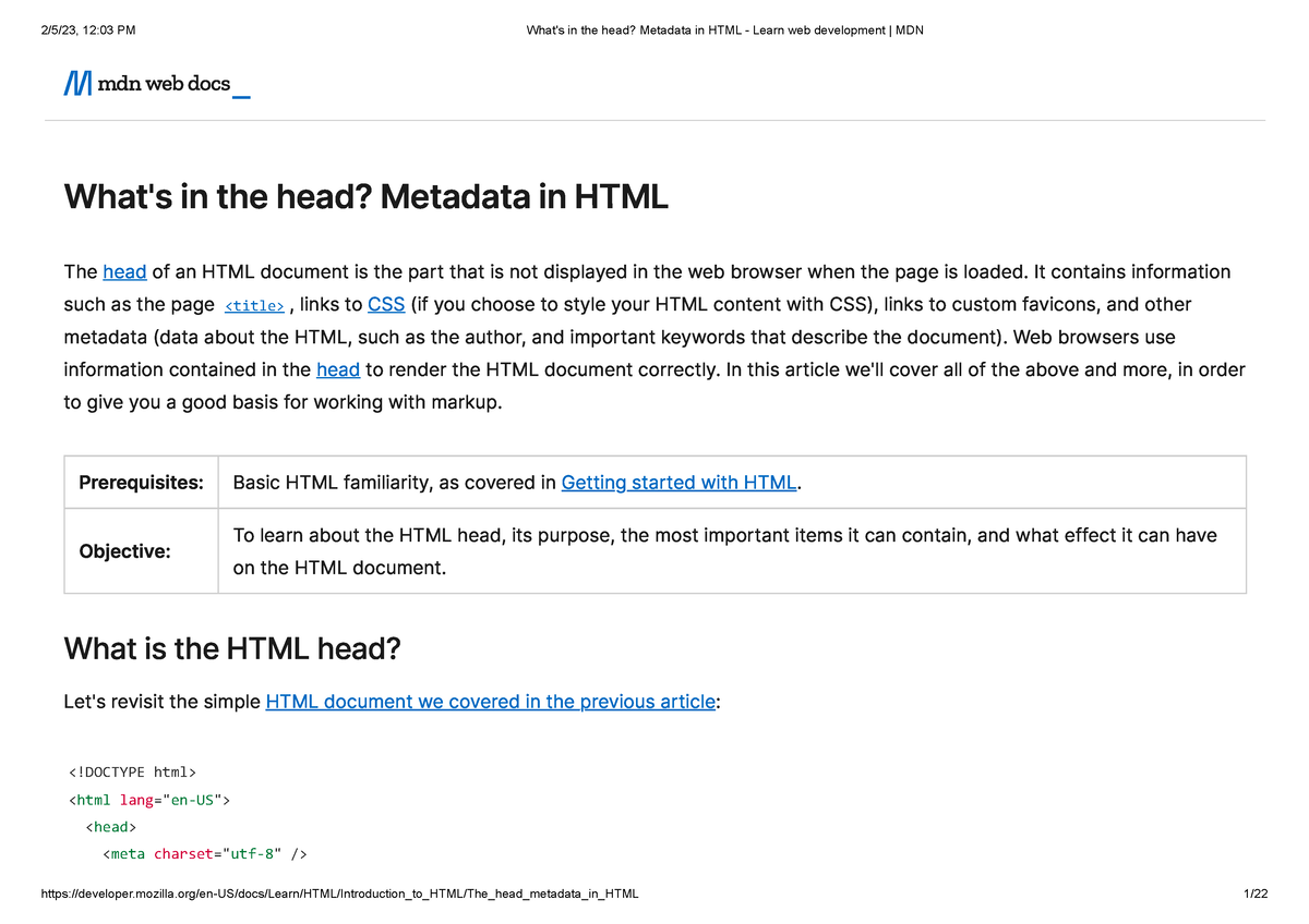 What's In The Head Metadata In HTML - Learn Web Development MDN - What's In The Head? Metadata ...