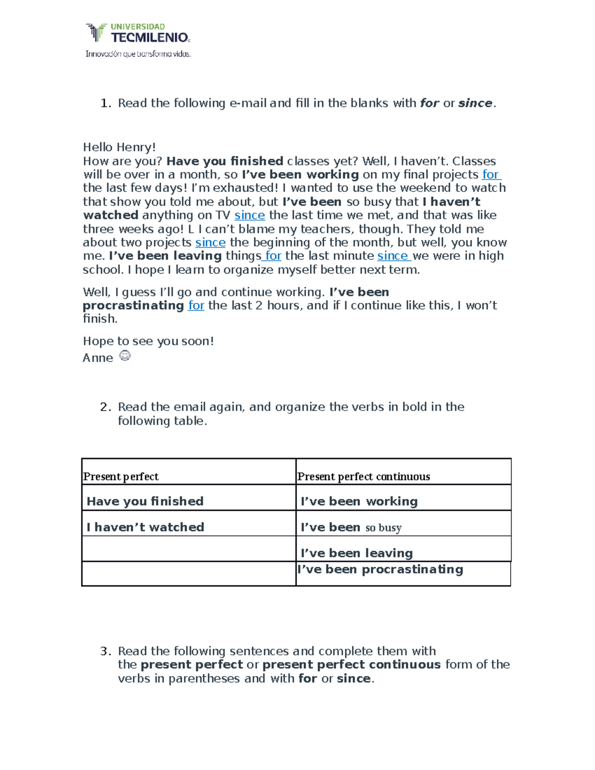 Copia de Activity 4 English III - Read the following e-mail and fill in ...