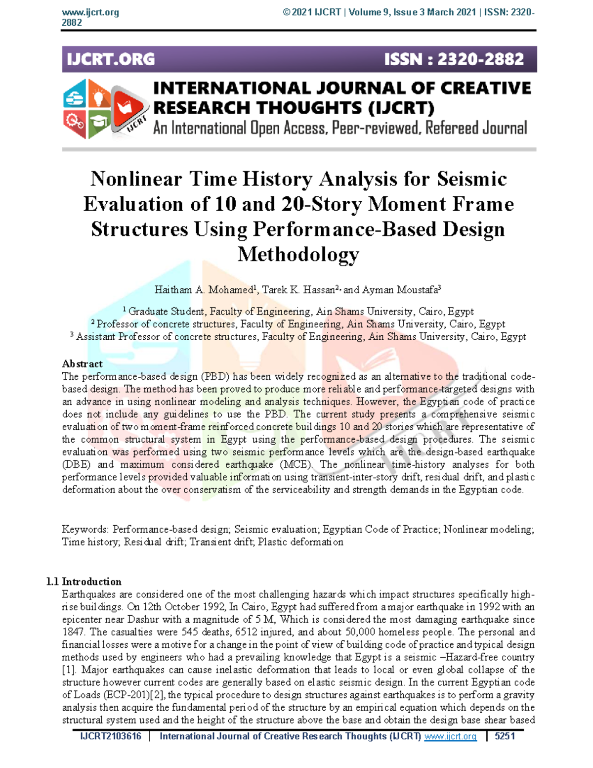 Ijcrt 2103616 - asdsadfjuhuih - 2882 Nonlinear Time History Analysis ...