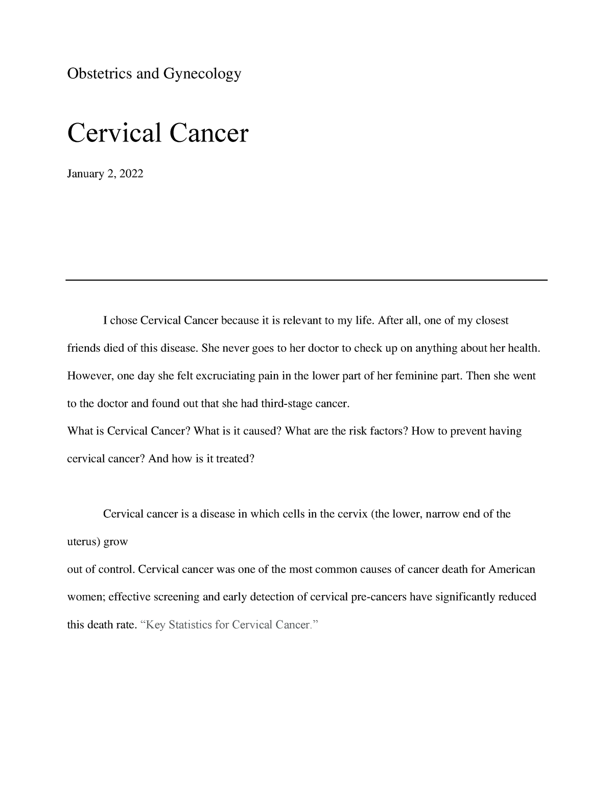 cervical cancer uk essay