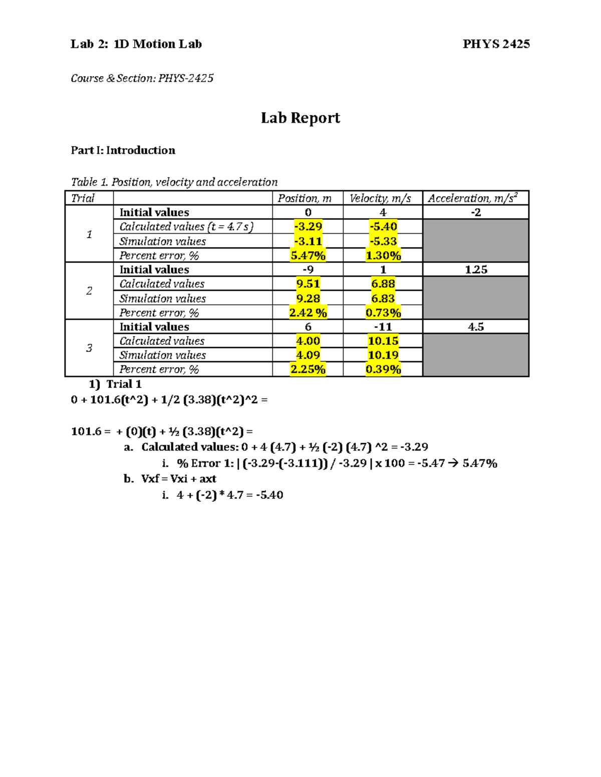 021D MotionLAB Report Course & Section PHYS Lab Report Part I