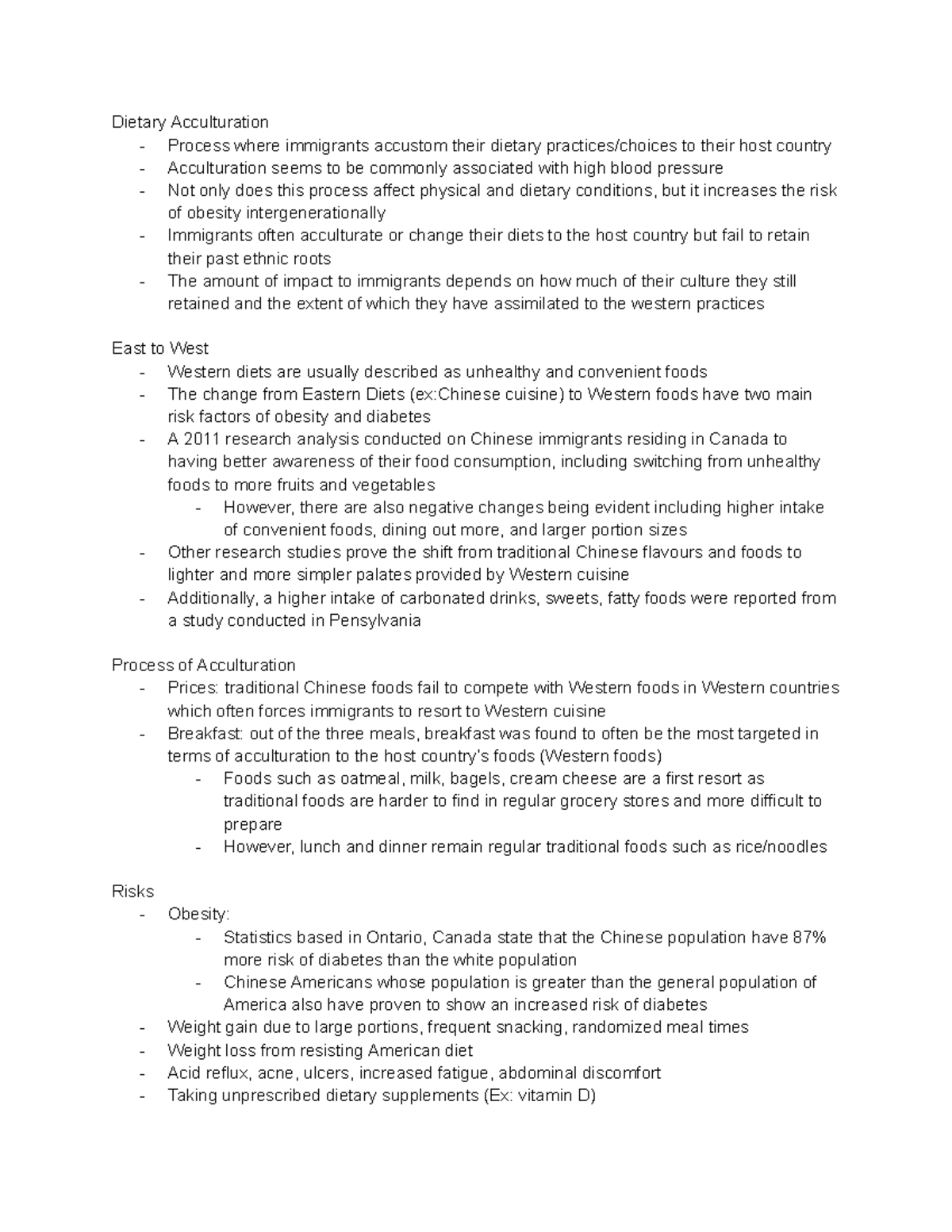 Dietary Acculturation Research - Dietary Acculturation - Process where ...