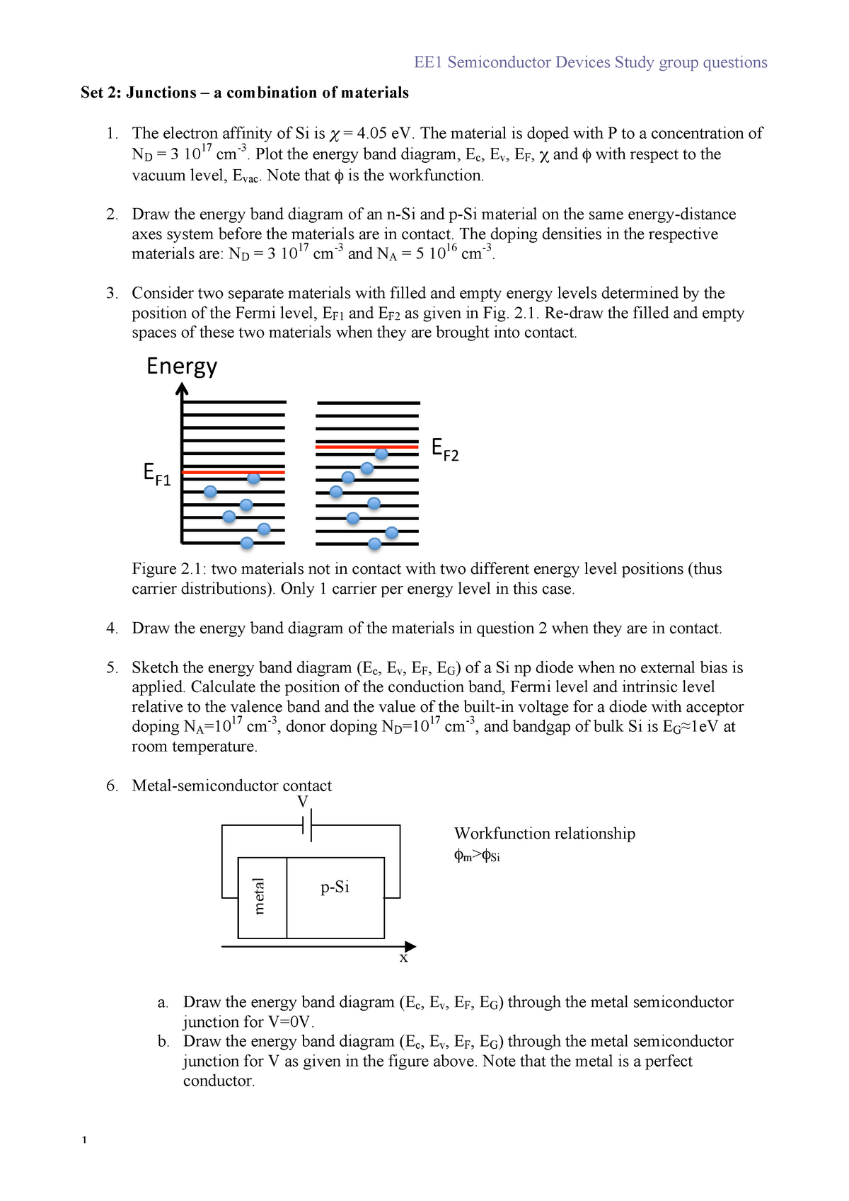 EE1 Study Group Questions Set 2 - EE1 Semiconductor Devices Study Group ...