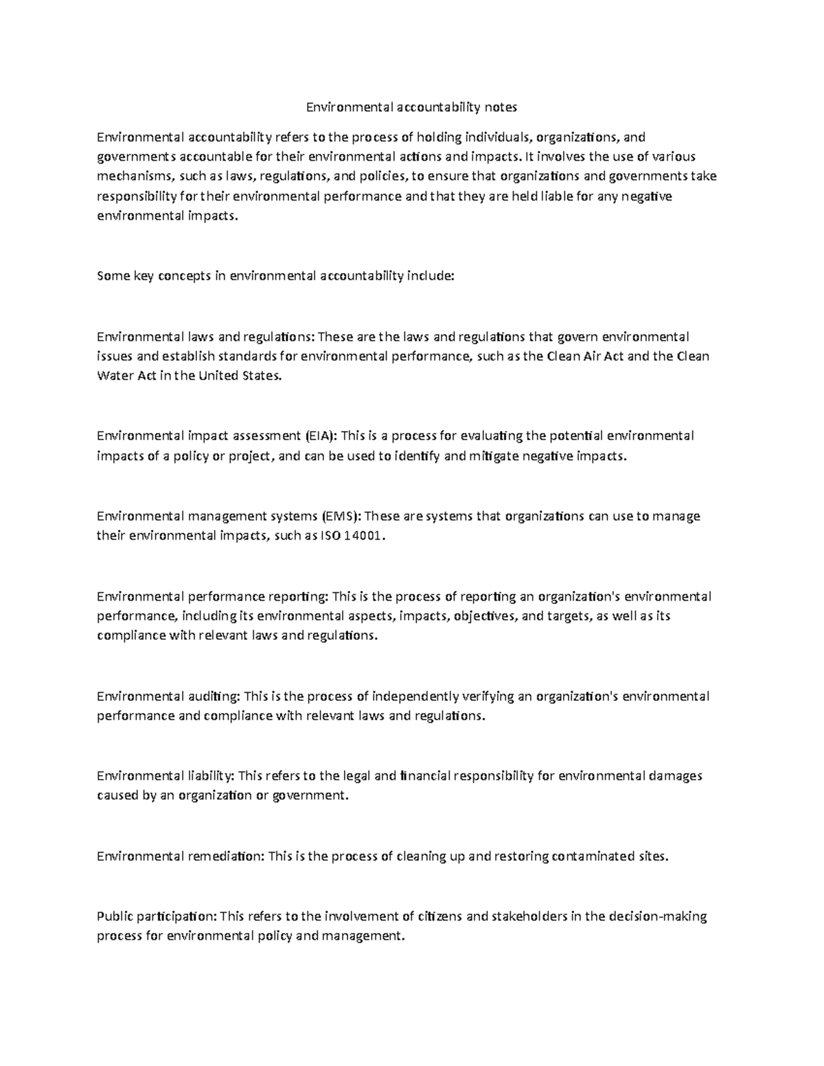 Environmental accountability notes - Environmental accountability notes ...
