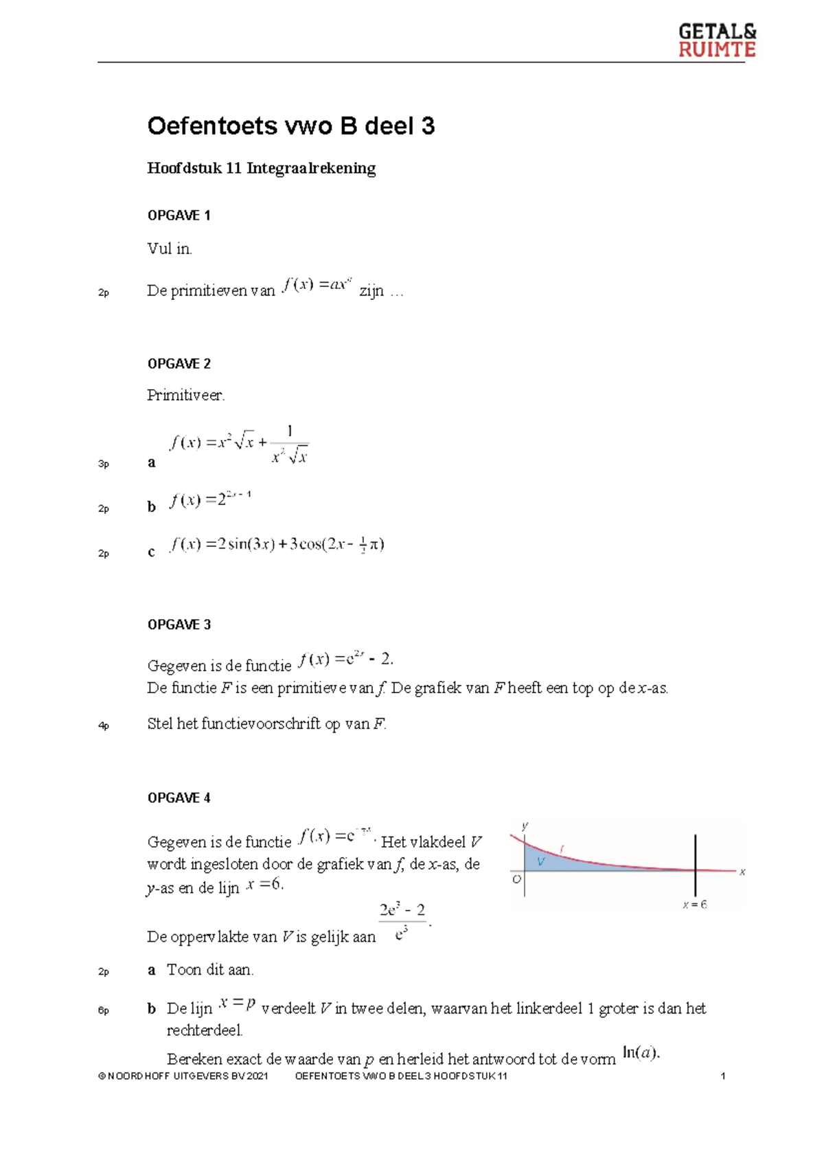 Getal En Ruimte VWO Deel 3 - H11 Oefentoets - Oefentoets Vwo B Deel 3 ...