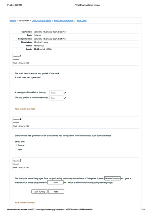 AMA Automata Theory And Formal Language Prelim Quiz 2 - . UGRD-CS6205 ...