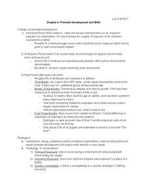 Lectures 13 and 14. docx - 10/23/ Part III Chapter 8: Early Childhood ...
