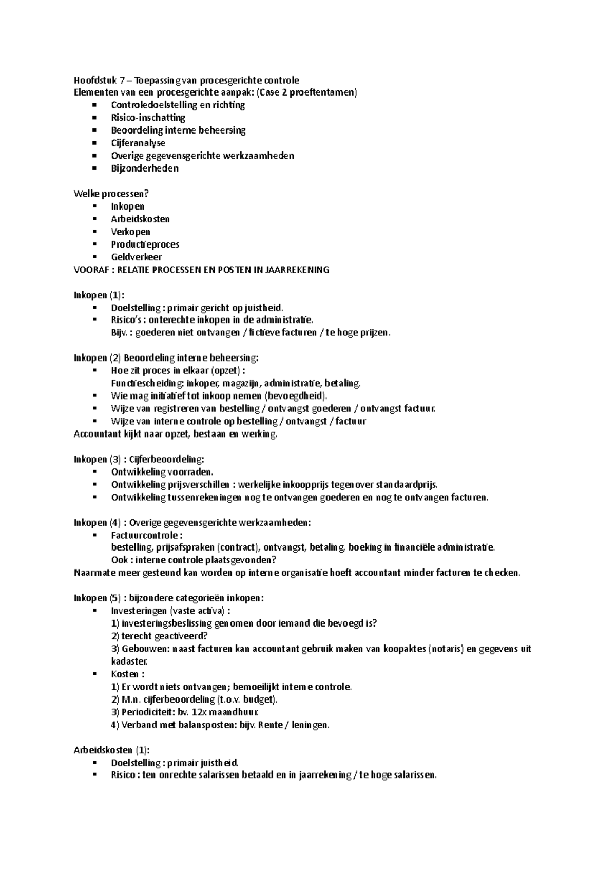 Controlebeginselen Sheets College aantekeningen, colleges 7