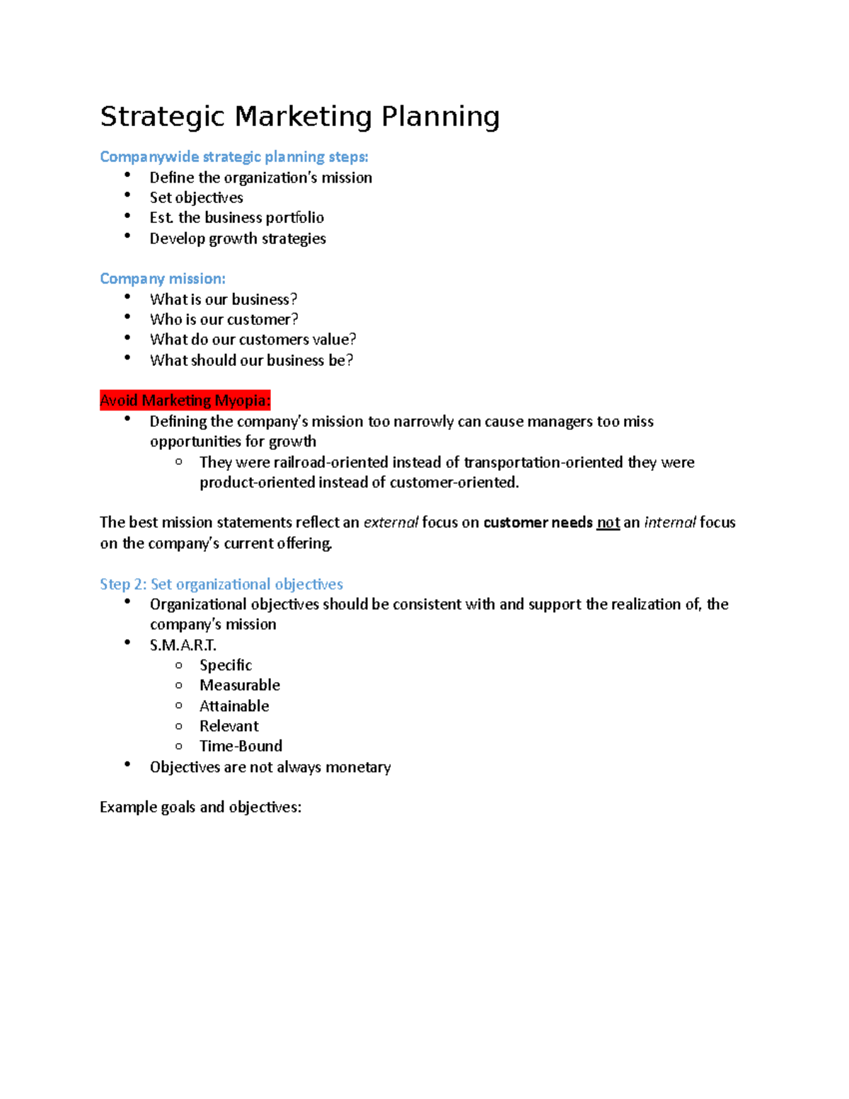 Strategic Marketing Planning - Strategic Marketing Planning Companywide ...