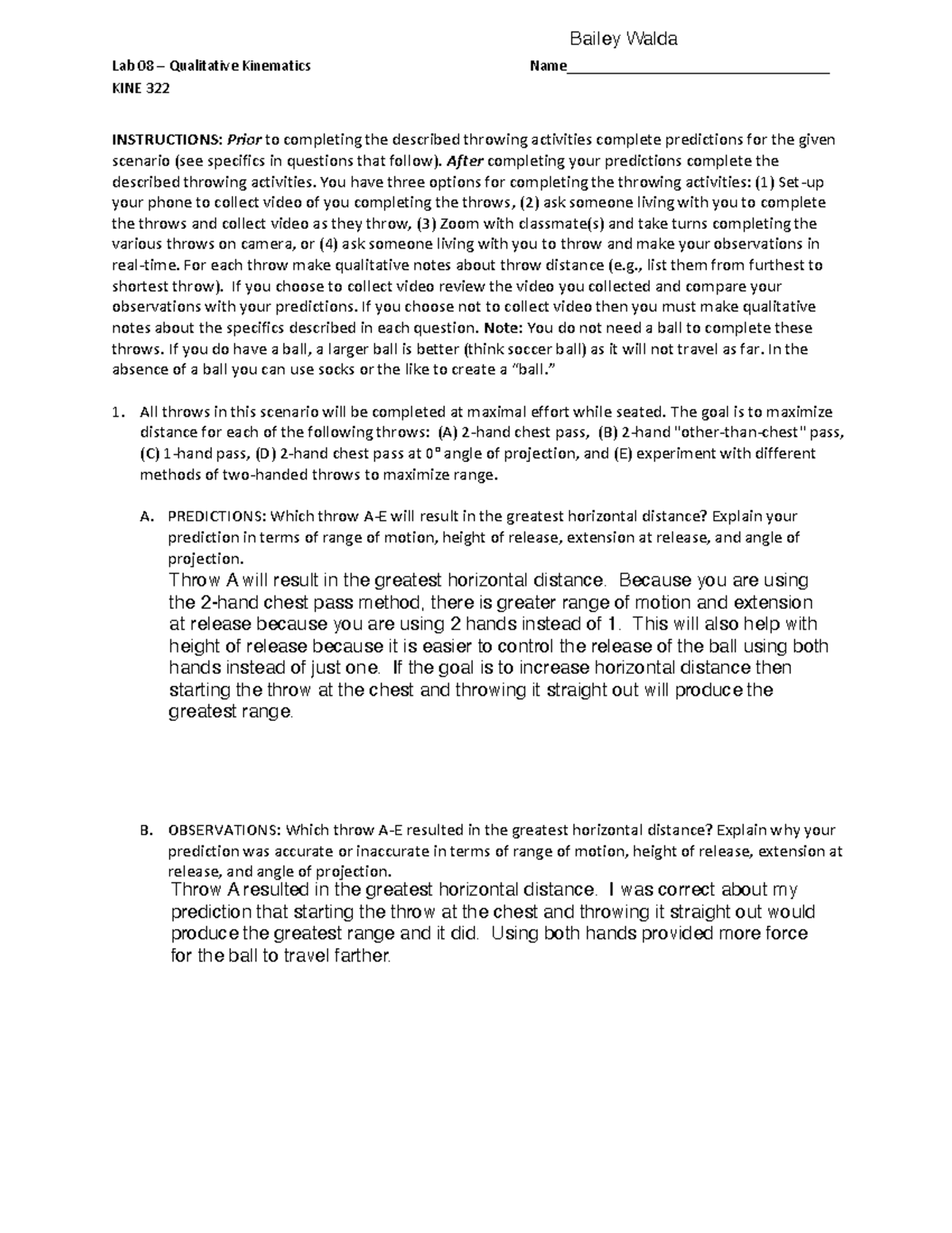 08Qualitative Kinematics Assignment Lab 08 Qualitative Kinematics