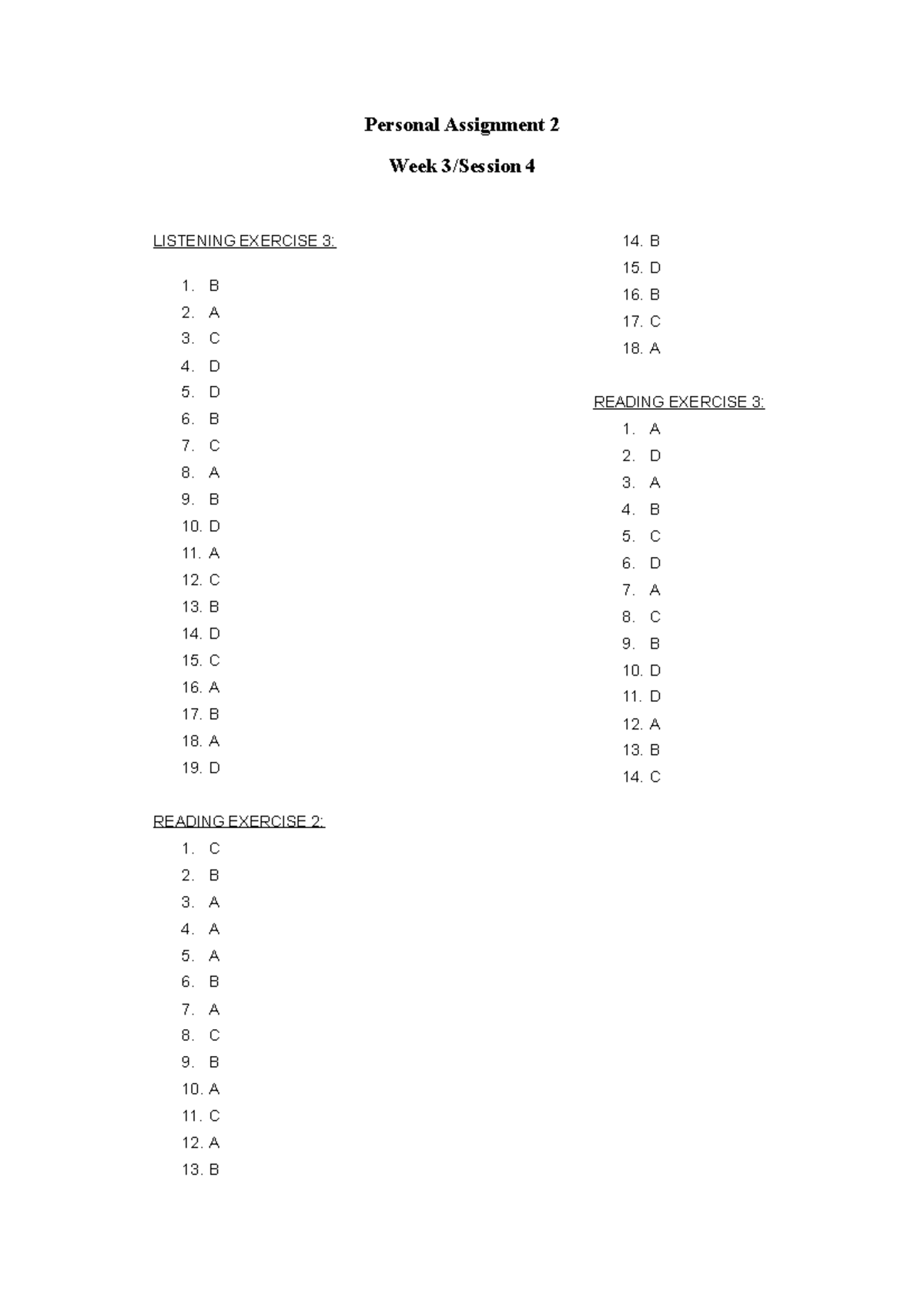 ANS PA2 - Personal assignment: listening, writing - Personal Assignment ...