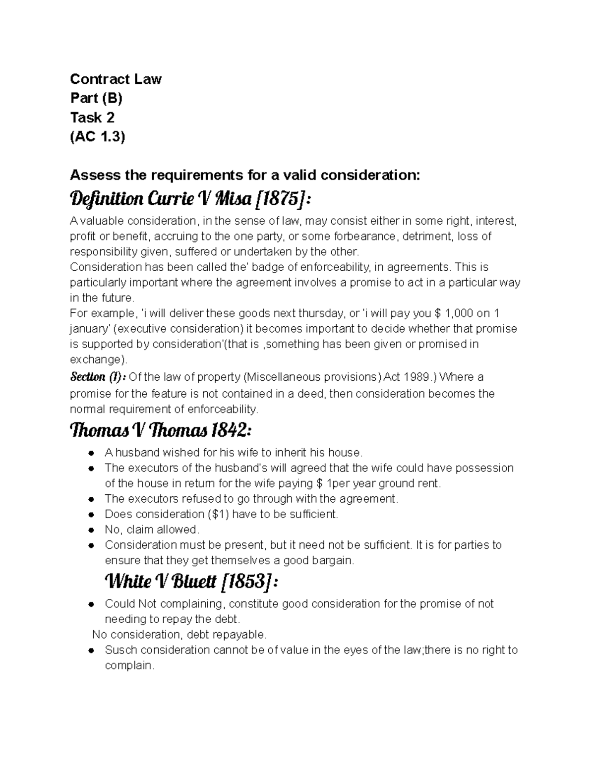 657639975 Contract Law Assignment - Contract Law Part (B) Task 2 (AC 1 ...