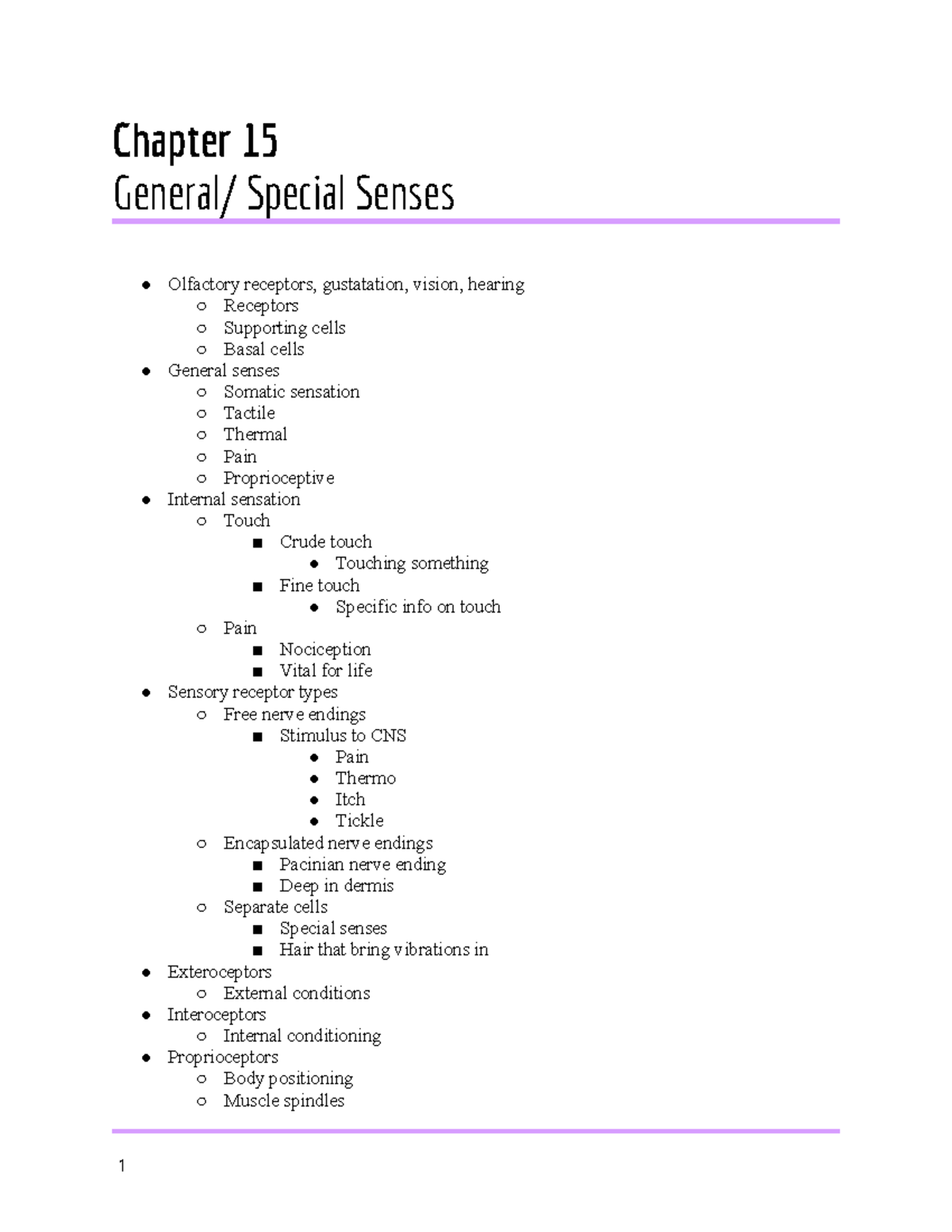 A & P Chapter 15 - General/ Special Senses - Chapter 15 General ...