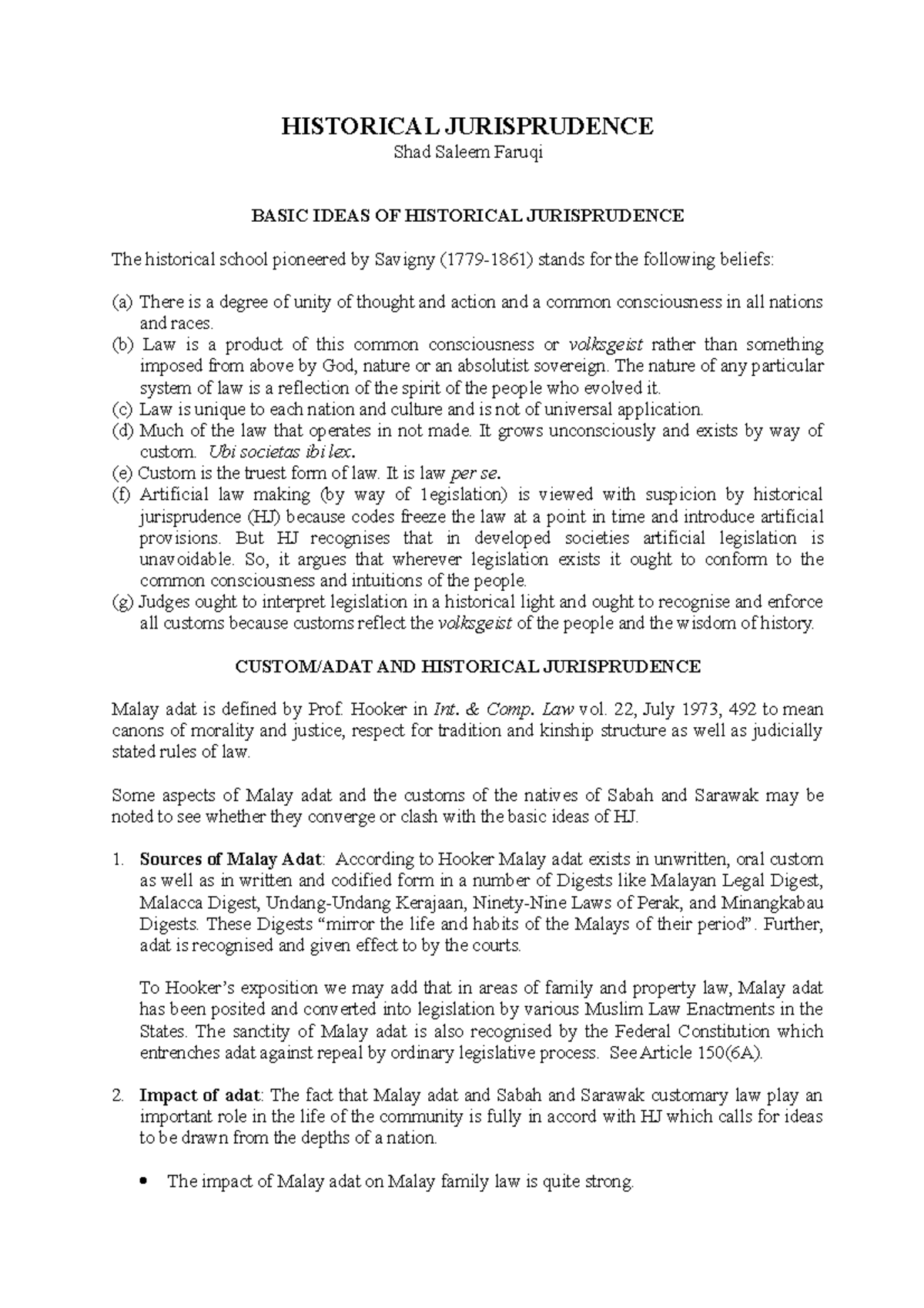 Historical Jurisprudence HISTORICAL JURISPRUDENCE Shad Saleem Faruqi