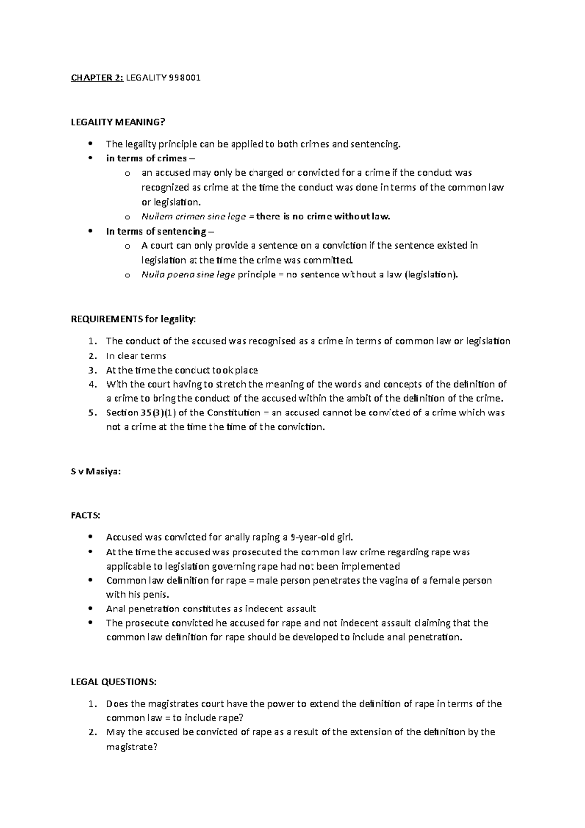 Chapter 2 - CHAPTER 2: LEGALITY 998001 LEGALITY MEANING? The legality ...