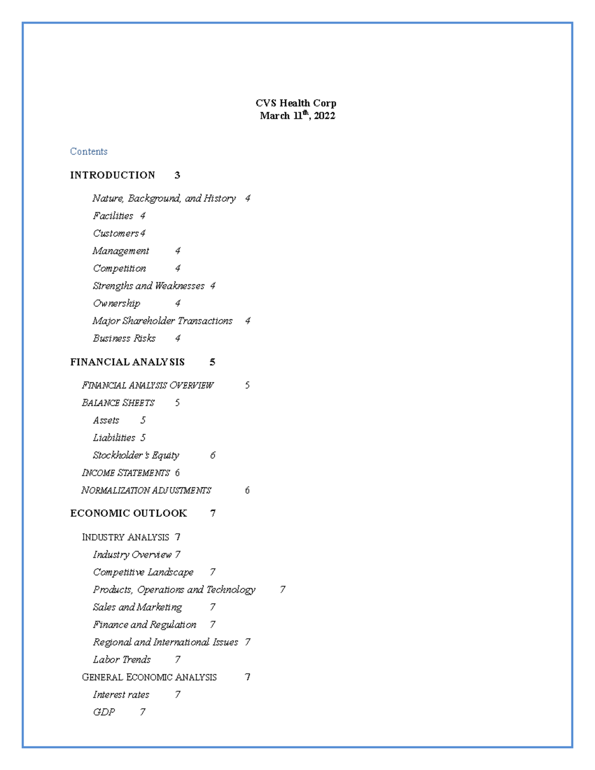 Module 7 - Final - Contents - **CVS Health Corp March 11th ...
