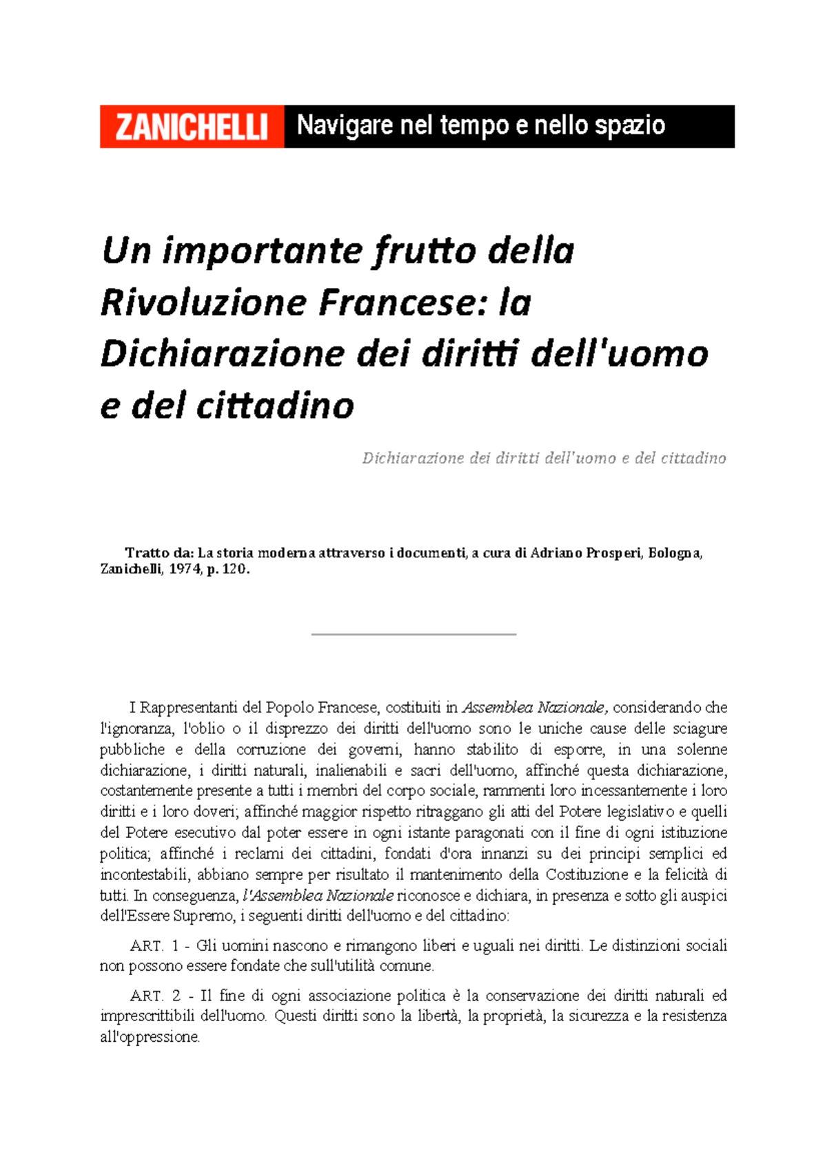 Doc 3 Dichiarazione Dei Diritti Delluomo E Del Cittadino 1789