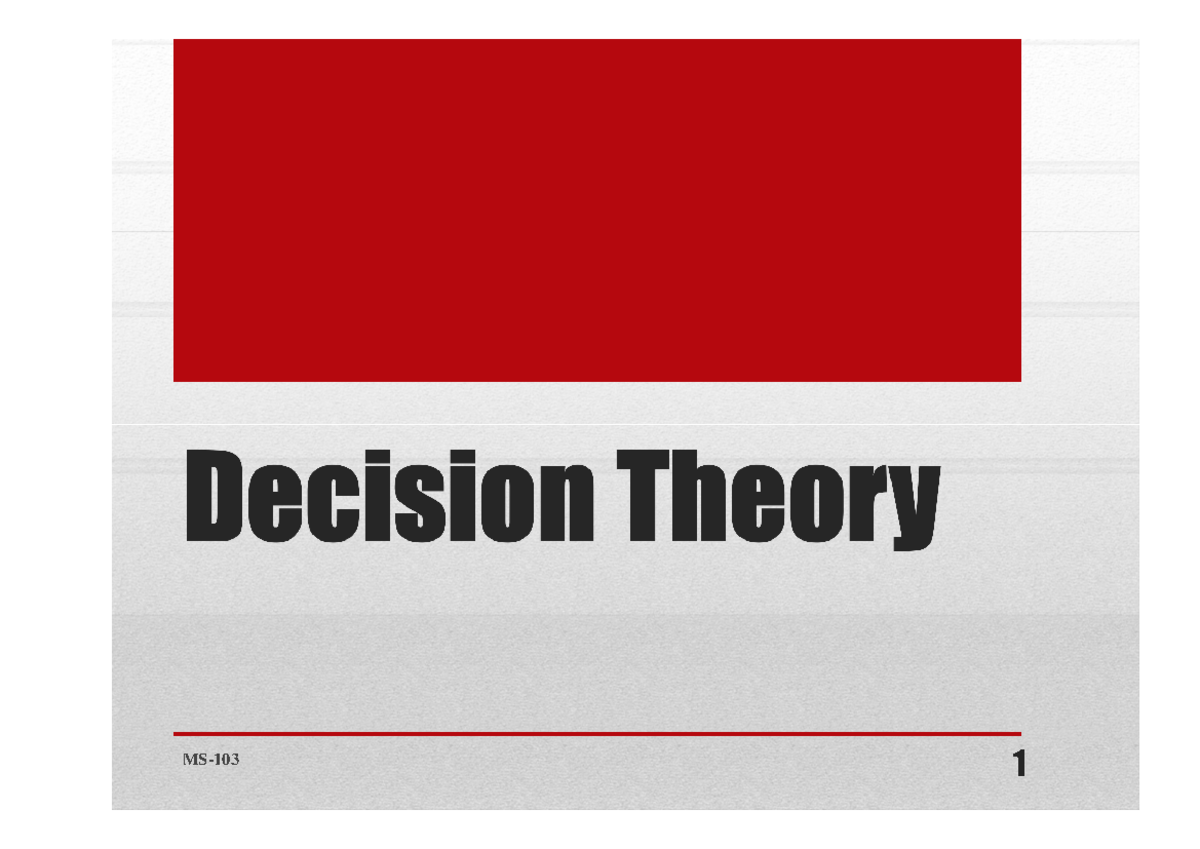 1 Decision Theory - These Are The Notes For All Mba Students ...