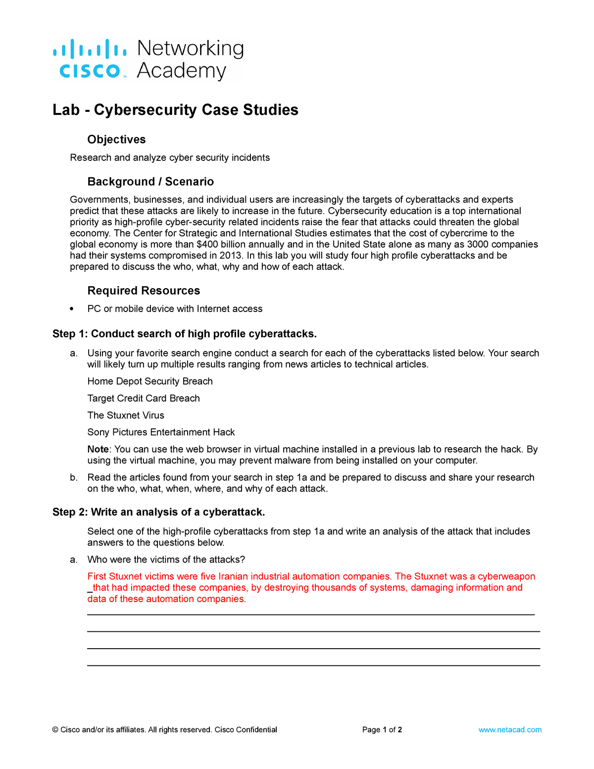 case study involving security